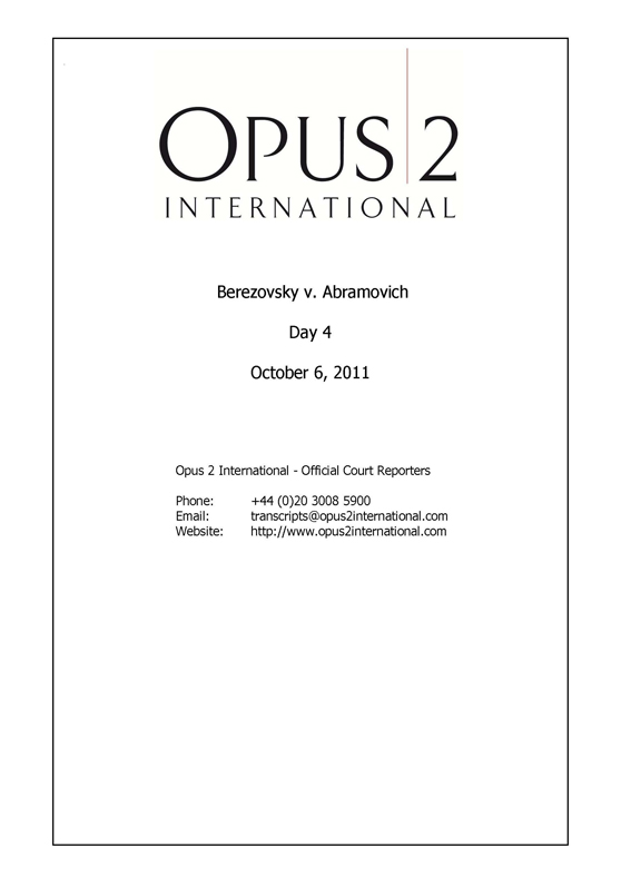 Стенограмма процесса "Березовский vs Абрамович" (6 октября 2011 года, день четвертый)