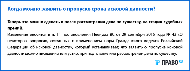 Заявление на исковую давность по задолженности