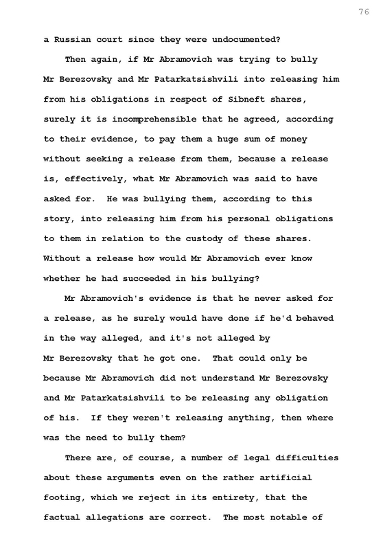 Стенограмма процесса "Березовский vs Абрамович" (4 октября 2011 года, день второй)