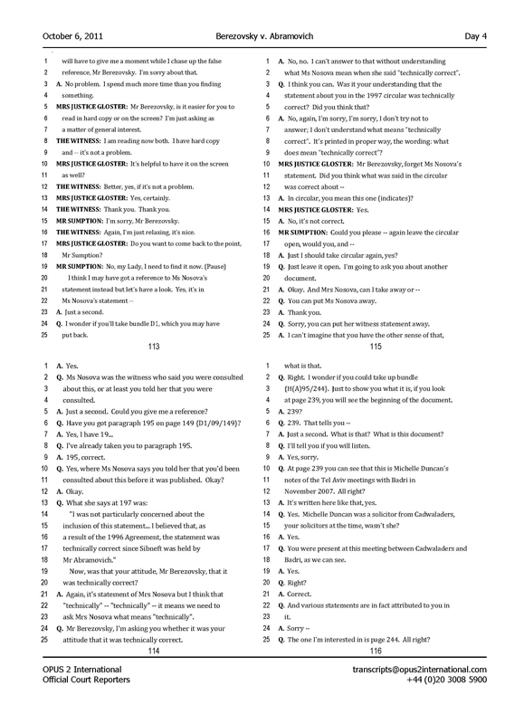 Стенограмма процесса "Березовский vs Абрамович" (6 октября 2011 года, день четвертый)