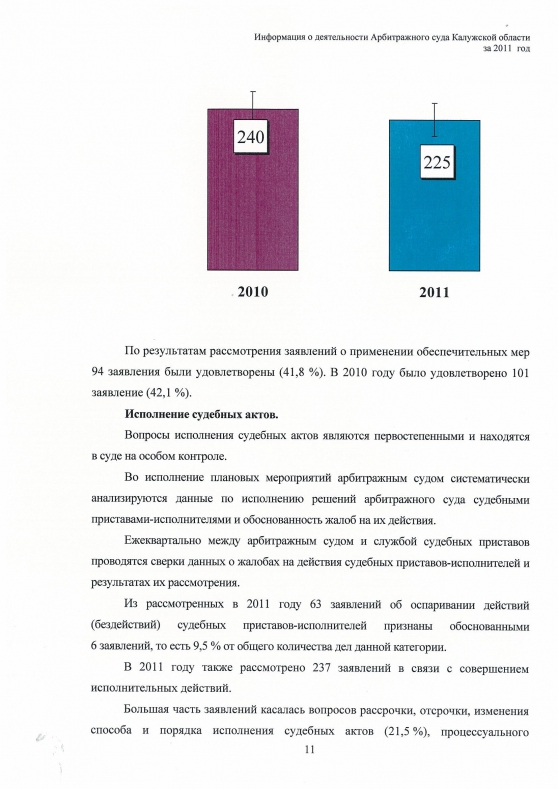 Краткий анализ статистических показателей деятельности Арбитражного суда Калужской области за 2011 год