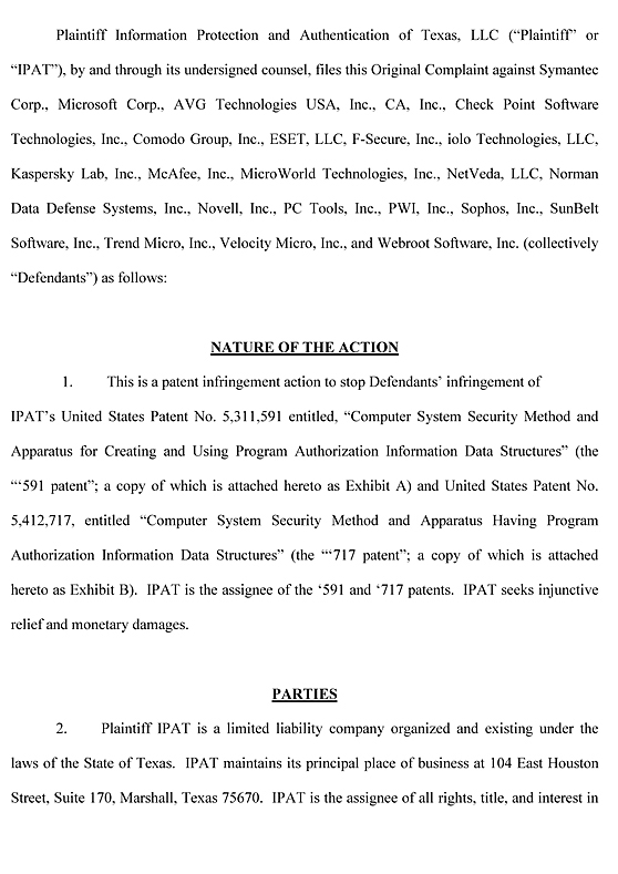 Information Protection and Authentication of Texas, LLC v. «Лаборатория Касперского» и др.