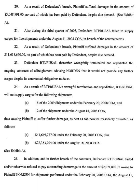 Norden A/S v. Rusal Trading International Ltd