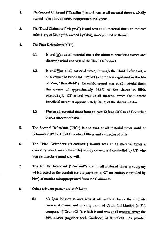 Sibir Energy Plc, Caraline Trading Ltd. v. Шалва Чигиринский, et. al.
