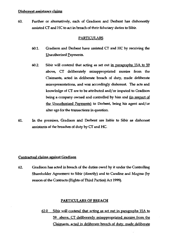 Sibir Energy Plc, Caraline Trading Ltd. v. Шалва Чигиринский, et. al.