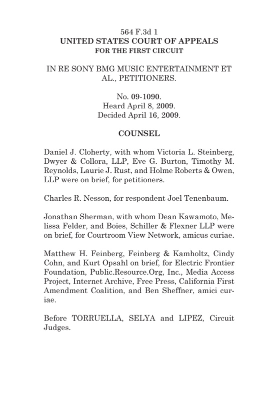 Джоел Тененбаум v. Sony BMG Music Entertainment et al.