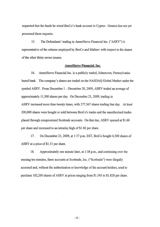 SEC v. BroCo Investments Inc., Валерий Мальцев