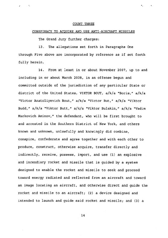 Обвинительный акт прокурора США, предъявленный В.Буту