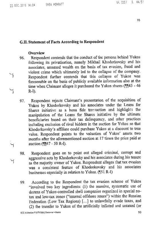 RosInvestCo UK Ltd. v. Российская федерация