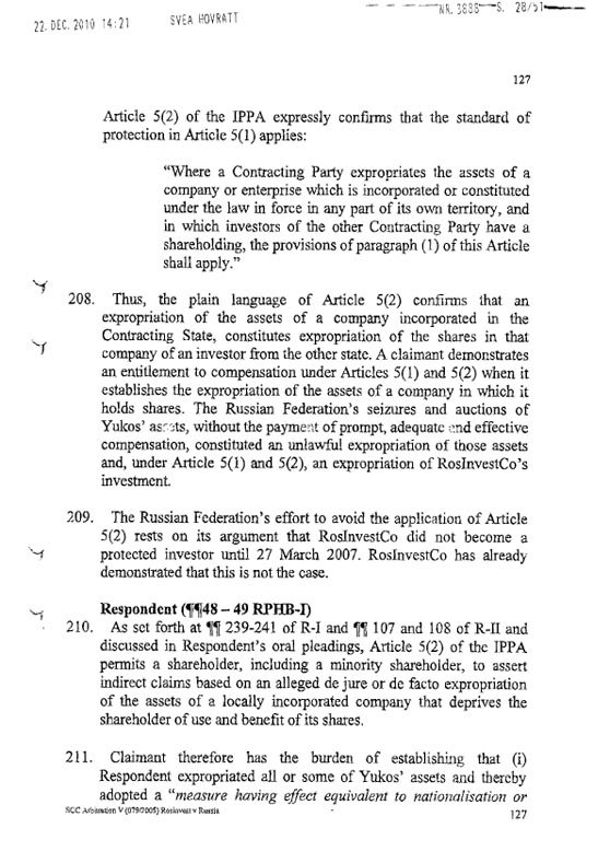 RosInvestCo UK Ltd. v. Российская федерация