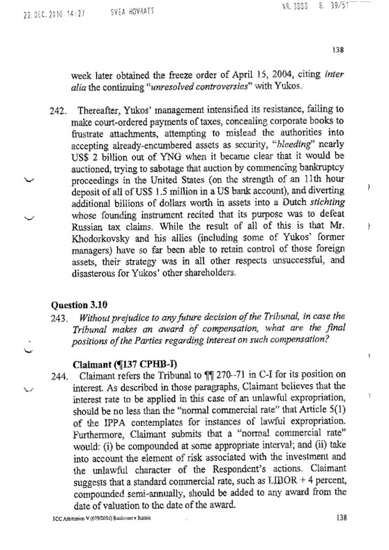 RosInvestCo UK Ltd. v. Российская федерация