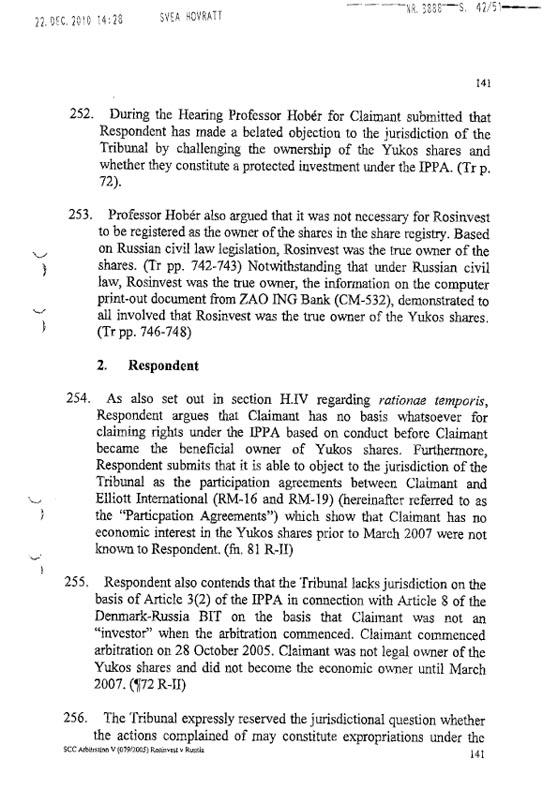 RosInvestCo UK Ltd. v. Российская федерация