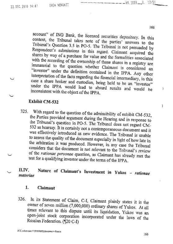 RosInvestCo UK Ltd. v. Российская федерация