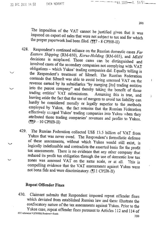 RosInvestCo UK Ltd. v. Российская федерация