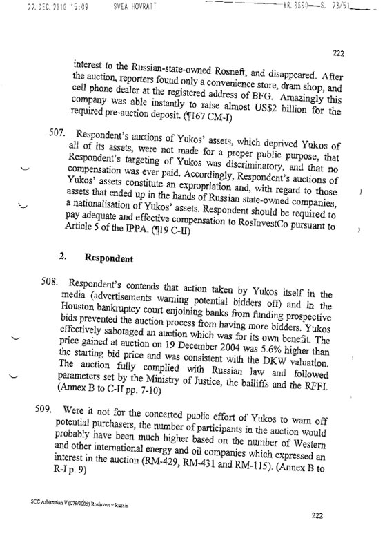 RosInvestCo UK Ltd. v. Российская федерация