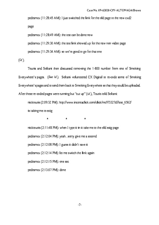 CX Digital Media, Inc. v. Smoking Everywhere, Inc., (S.D. Fla. Mar. 23, 2011)