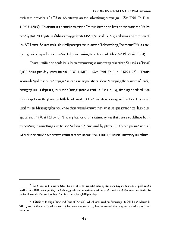 CX Digital Media, Inc. v. Smoking Everywhere, Inc., (S.D. Fla. Mar. 23, 2011)