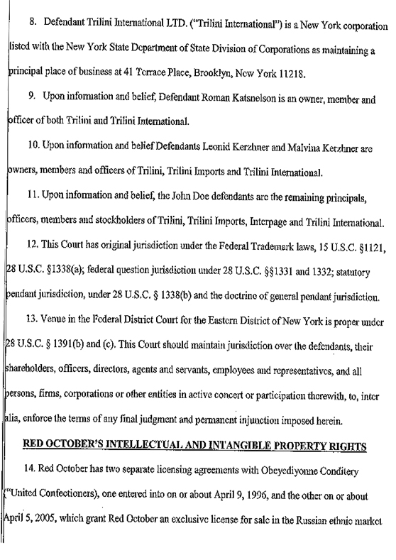 Krasnyi Oktyabr, Inc. v. Trilini Imports