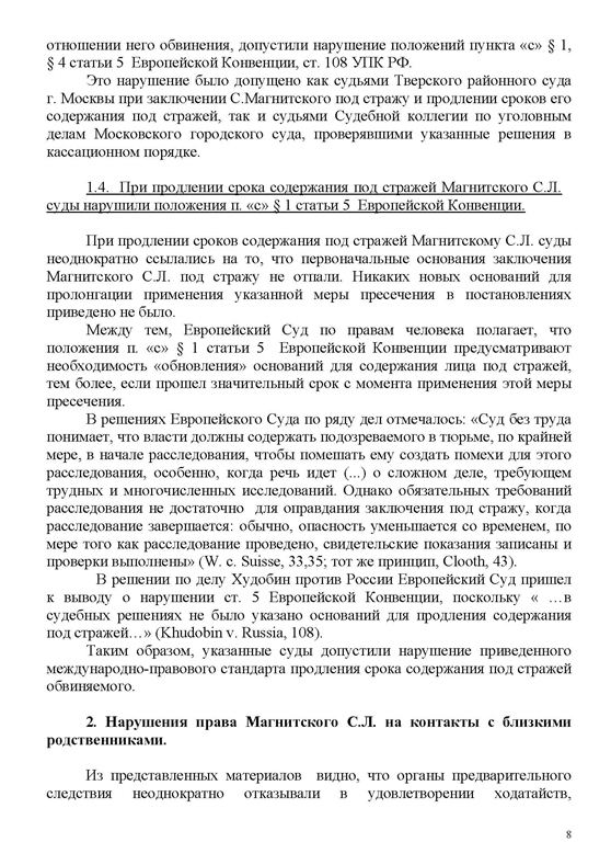 Предварительное заключение рабочей группы по изучению обстоятельств гибели Сергея Магнитского