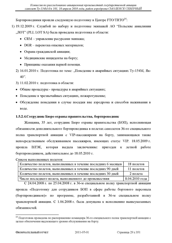 Доклад о гибели Качиньского опубликованый правительством Польши 29 июля