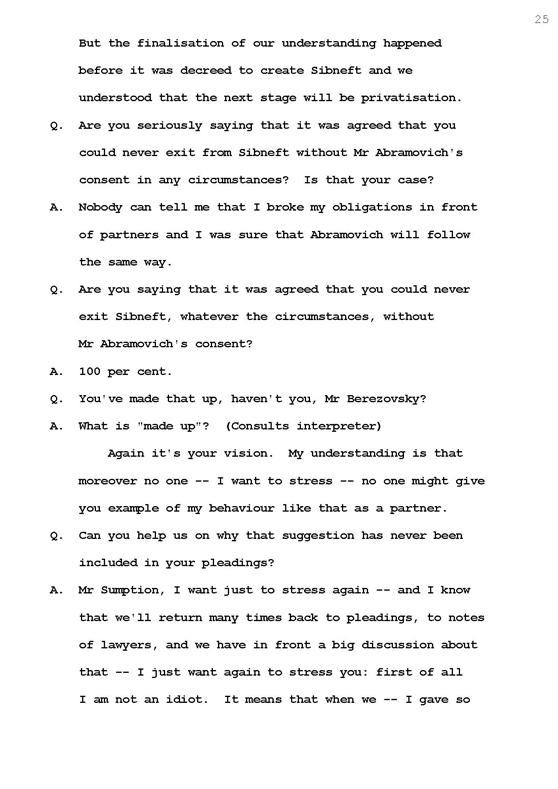 Стенограмма процесса "Березовский vs Абрамович" (10 октября 2011 года, день шестой)