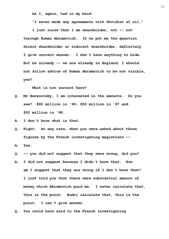 Стенограмма процесса "Березовский vs Абрамович" (10 октября 2011 года, день шестой)